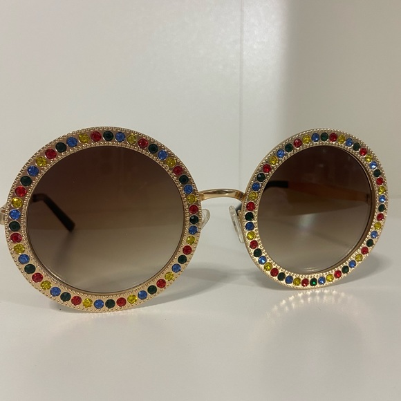 SOJOS Shining Oversized Round Rhinestone Sunglasses Festival Gem Sunnies SJ1095 - Picture 2 of 6